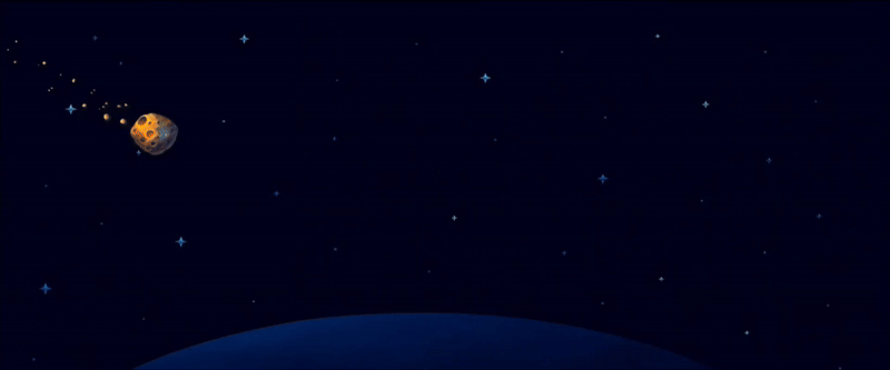 Animação Foguete e Asteroide ThesaSystems
